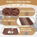 Coffee Bar Mat, 16"x12" Non-Slip Rubber Mats for Countertop, 3D Coffee-Bean Pattern Pad for CoffeeStation, Easy Clean Drip, Anti-Spill, Ideal Matt for Cocktail, Whiskey and Espresso