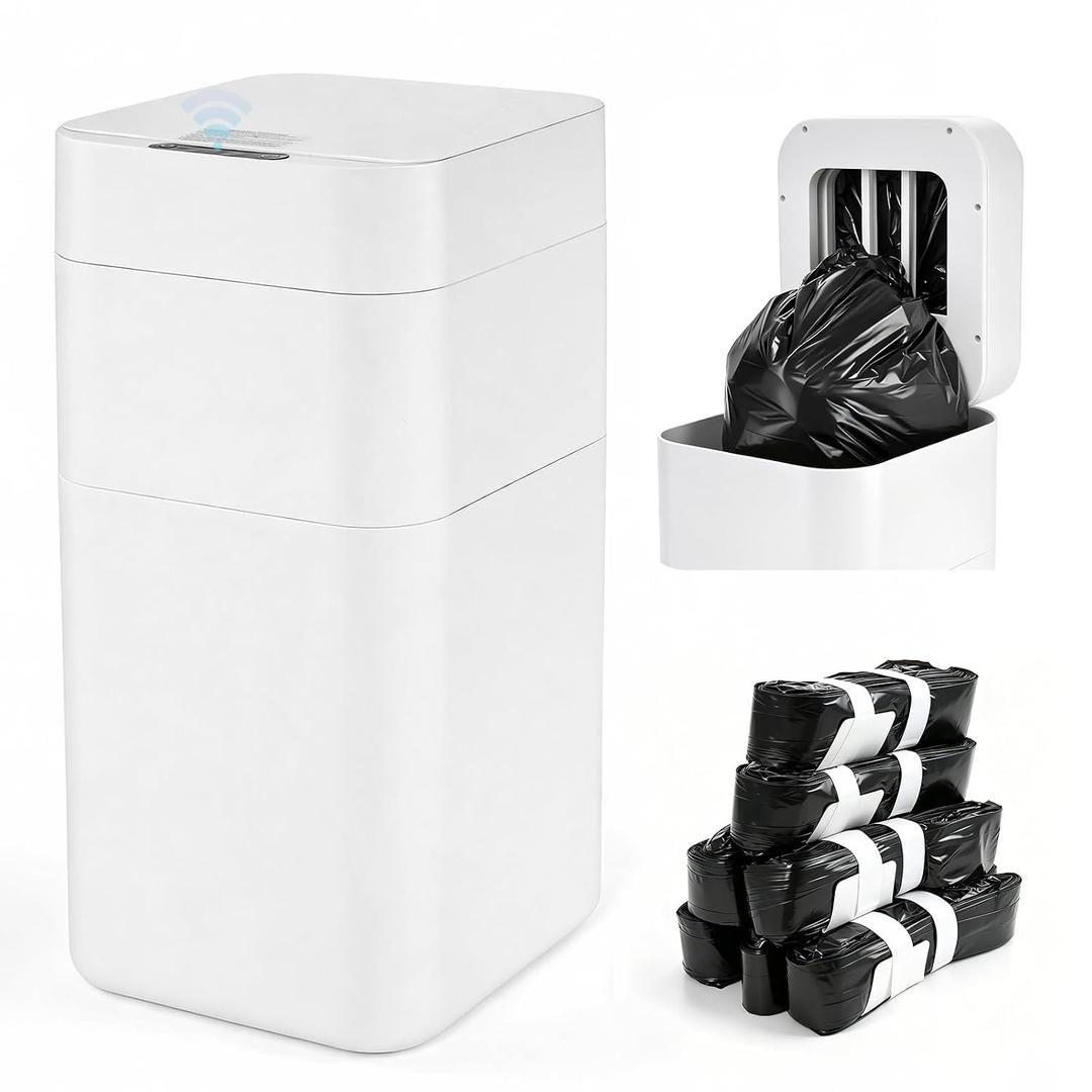Dyna-Living Automatic Trash Can, 8 Gallon Self Sealing & Self-Changing Touchless Garbage Can Motion Sensor Trash Can, Smart Trash Bin with Automatic Lid for Kitchen Bathroom Office