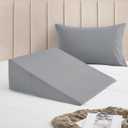 Horbaunal Silver Grey Bed Wedge Pillow Cover with Zipper Design, Wedge Pillowcase Protector with Side Pocket for Storage, 24" L x 24" W x 12" H(Pillow Not Include)