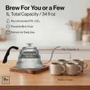 Barista Warrior Gooseneck Kettle with Thermometer - 1L Pour Over Coffee & Tea Kettle, 18/8 Stainless Steel Gooseneck Kettle Pot, Precision Pour Drip Spout, Suitable for All-Stoves (34 fl oz)