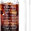 Graduation Gifts for Her 2026 Glass Cups with Lids and Straws 16oz Drinking Graduation Decorations College High School Student Gift New Job Congratulations Gifts, You Are