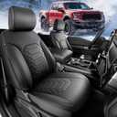 Leather Seat Covers for Ford F150: Custom Fit for F-150 2015-2026 SuperCrew CrewCab XL XLT Full Set Car Seat Covers Leather Automotive Truck Accessories Black Diamond Pattern
