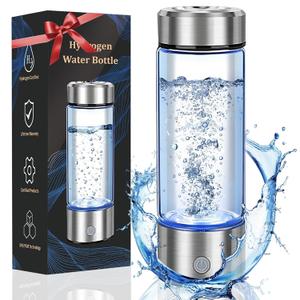 2026 Upgrade Hydrogen Water Bottle, Portable Hydrogen Water Ionizer Machine -SPE PEM Tech, Rechargeable Hydrogen Rich Water Glass Bottle for Travel, Gifts for Women, Christmas Gifts, Gifts Idea (Silvery)