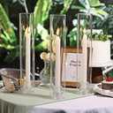 Volens Hurricane Glass Candle Holders - Set of 6 Candlestick Holders for Taper Candles with Windproof Cylinder Covers 14" Tall Clear Glass Chimney Cover for Wedding Table Centerpiece Home Decor
