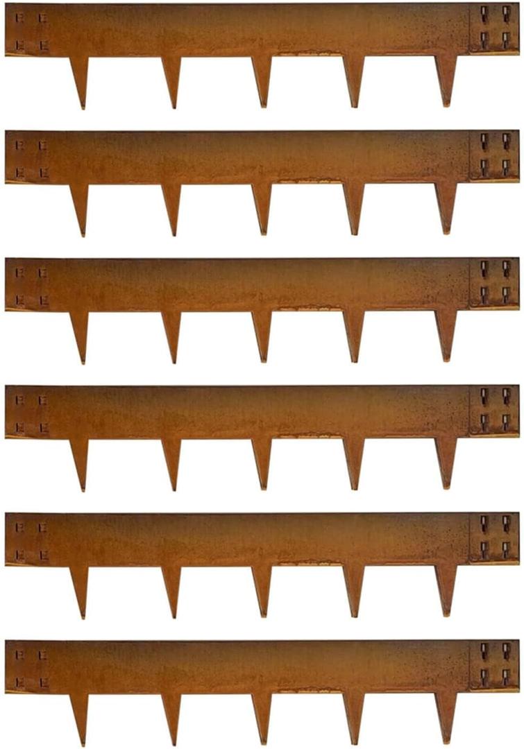 Corten Steel Edging Steel Landscape Edging Garden Bed Metal Border Edge Rusted Rustic Patina 40 Inch Strips 8 Inch Depth for Yard Lawn Outdoor Flower Plant Vegetable 6 pcs by GZGNEEVL