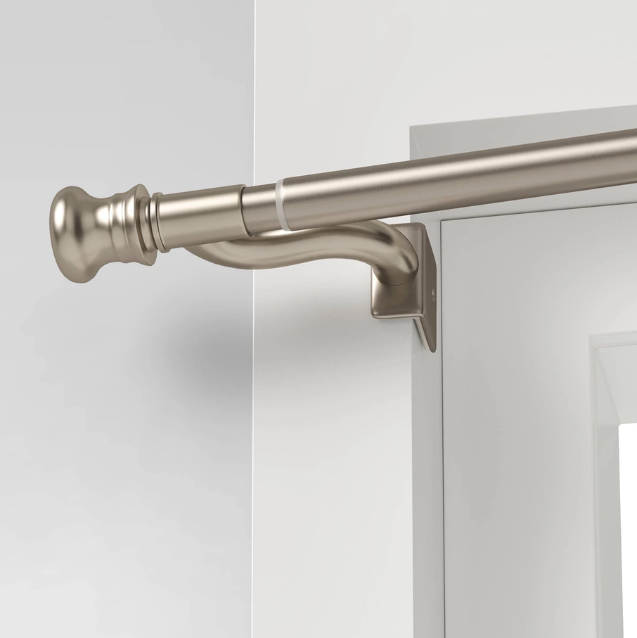 28"-48" Twist and Shout Easy Install Curtain Rod Brushed Nickel - Room Essentials™: No Drill Tension Rod, Silver