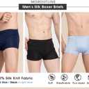 Men's Silk Boxer Briefs Underwear Breathable Moisture-Wicking Pure Silk Panties for Man (Blue, S)