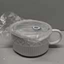 Gomakren Extra Large Soup Bowl with Handle, 39 Ounces Microwave Ramen Bowl, Ceramic Bowl with Lid, 6 Inch Soup Mug Cup for Cereal, Ramen, Instant Noodle, Beige White