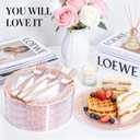 I00000 72 Pcs Rose Gold Plastic Dessert Plates7.5& 70 Pcs Plastic Forks7.4, Premium Salad Plates, Heavy Duty Disposable Plate for Party,Disposable Appetizer Plates Great for Wedding