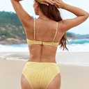 ZAFUL Womens Gingham Bikini Sets High Waisted Underwire Swimsuits Full Coverage Two Piece Swimwear Plaid Bathing Suits (Yellow, S)