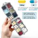 3 Pack, 14 GRIDS Travel Pill Organizer Box with Labels - Travel Medicine Case Kit - Pocket Daily Pharmacy Container - Travel Medication Holder Dispenser for Fish Oil Vitamin Supplement Storage (Khaki+blue+grey)