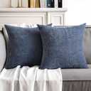 MIULEE Pack of 2 Blue Decorative Pillow Covers 16x16 Inch Soft Chenille Couch Throw Pillows Farmhouse Cushion Covers for Home Decor Sofa Bedroom Living Room