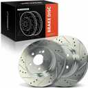 A-Premium 11.81 Inch (300mm) Rear Drilled and Slotted Disc Brake Rotors