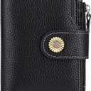 Falan Mule Wallet for Women - Genuine Leather, Compact, RFID Blocking, Bifold Wallet (Elegant Black)
