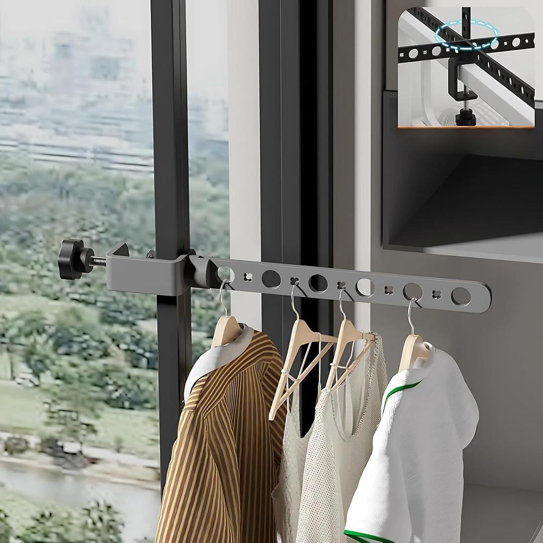 Foldable Indoor/Outdoor Swivel Folding 11-Hole Clothes Drying Rack - Gray, Space-Saving, Portable, Heavy-Duty Aluminum for Small Spaces, Balcony, Bathroom, Travel & Camping Airer