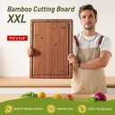 Extra Large Bamboo Cutting Board with Non Slip Feet and Over Sink Butcher Block Chopping Board Nice Solid Thick Wooden Juice Groove Big Xl XXl xlarge Best Hardwood Kitchen Counter Organic, 19.5"L x 14"W