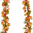 Lvydec 2 Pack Maple Leaves Fall Garland - 6.5ft/Strand Artificial Fall Foliage Garland Colorful Autumn Decoration for Home Wedding Party Thanksgiving