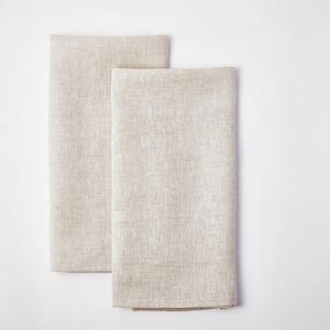 100% Pure Flax Linen Kitchen Hand Towels Set of 2 - Quick Dry Extra Soft 20 x 27 Inch Tea Dish Towels - Handcrafted with Hanging Loop - (Linen)