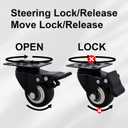 2 Inch Caster Wheels Set of 12, Heavy Duty Casters,with Brake,No Noise Locking Polyurethane (PU) Wheels, for Furniture and Workbench Load 800lbs