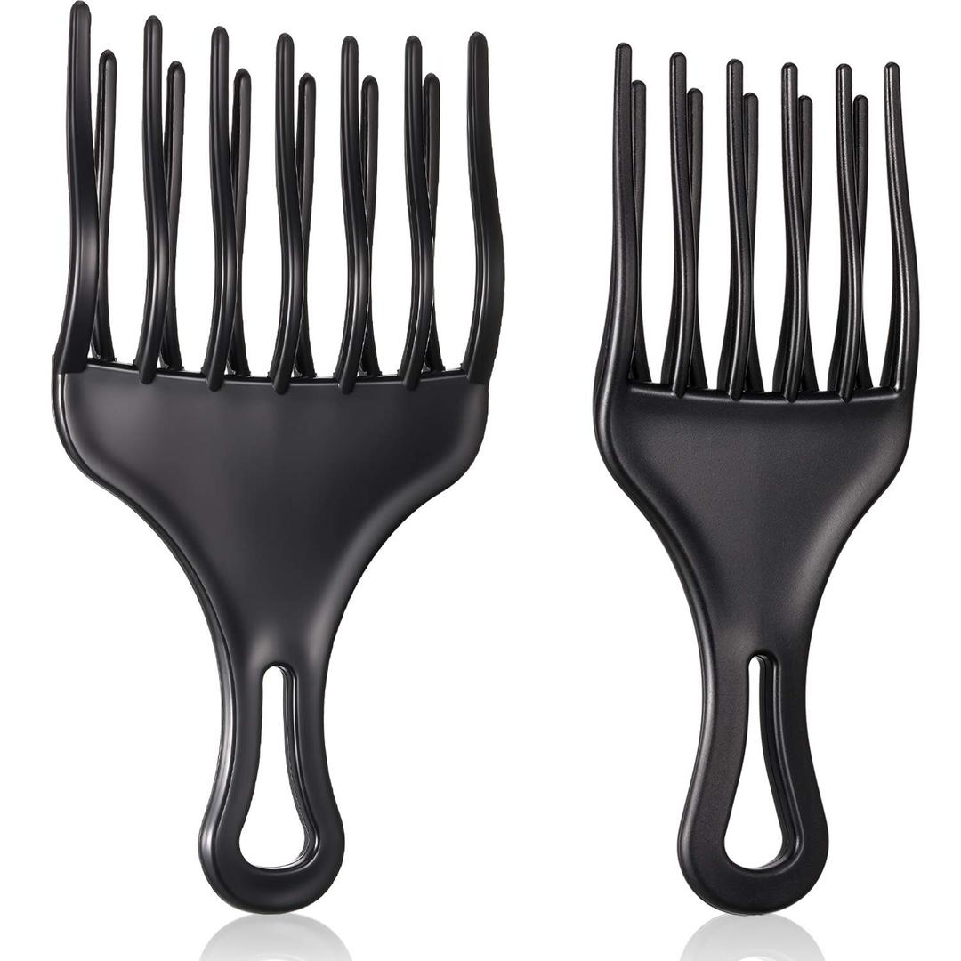 2 Pieces Double Fist Hair Lift Combs - Large and Small Plastic Detangle Wig Braid Pick Hair Styling Tool for Women Men (3.8 x 7 Inch, 2.6 x 6.4 Inch)