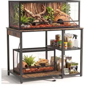 20-60 Gallon Reptile Tank Stand 36"x24" with Power Outlet(Only Stand)