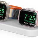 Delidigi Dual Charger Stand Holder Compatible with Apple Watch Ultra 3/2/1, SE 3/2/1, Series 11 10 9 8 7 6 5 4 (49/46/45/44/42/41/40/38mm) Silicone Double iWatch Charging Stand (Grey)