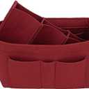 ZTUJO Purse Organizer Insert, Felt Bag Organizer For Handbag, 13 Colors, 6 Sizes (Slender Medium, Red)