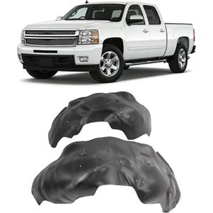 ECOTRIC Front Fender Liner Panel W/Clips Compatible with 2007-2013 Chevrolet Silverado 1500, Inner Wheel Liner Splash Shields Guard Plastic(PE) Black