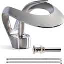 Elegant Bathroom Sink Faucet Single Hole,AUU Waterfall Brushed Nickel Vanity Sink Faucet Solid Brass,Single Handle Basin Tap with Pop Up Drian Supply Line (Brushed Nickel, Short)