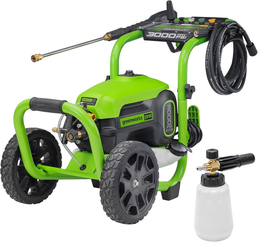 Greenworks 3000 PSI Pressure Washer (2.0 GPM Max) with Foam Cannon  Easily Remove Dirt and Grime on Siding, Fences, Patios,