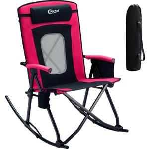 Portal Oversized Folding Rocking Camping Chair Portable 400 lbs Pink