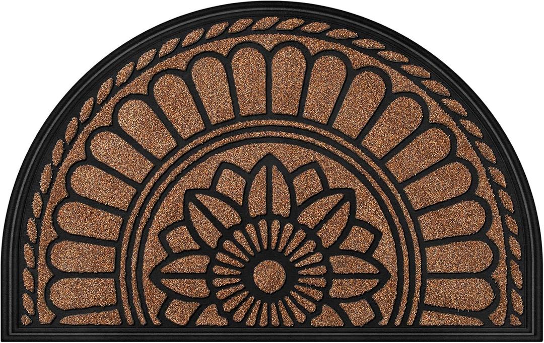 Mibao Half Round Door Mat, Non-Slip Welcome Entrance Way Mat, Durable Rubber Door Mats, Low-Profile Heavy Duty Doormat, Half Circle Mats for Garage, Patio, High Traffic Areas, 23.5" x 35.5", Coffee (1'11" x 2'11" (Semicircular)) Mibao Half Round Door Mat, Non-Slip Welcome Entrance Way Mat, Durable Rubber Door Mats, Low-Profile Heavy Duty Doormat, Half Circle Mats for Garage, Patio, High Traffic Areas, 23.5" x 35.5", Coffee (1'11" x 2'11" (Semicircular))