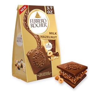 Ferrero Rocher Premium Milk Hazelnut chocolate squares, Individually Wrapped Chocolates, Great for Sharing or Gifting, 3.7 oz (EXP 07/18/26)