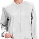 Cherokee Scrub for Women Snap Front Jacket with 3 Pockets, Fade Resistant, 2-Way Stretch, Soft & Durable Fabric - WW340 (Small, White)