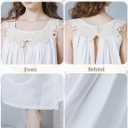 Victorian Nightgown for Women Vintage Nightie 100% Cotton Sleeveless Sleepwear Long Dress (White)