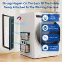 Laundry Room Organization and Storage Magnetic Dryer Ball Holder with Magnetic Hanger Holder, Magnetic Lint Bin for Washer Dryer, Iron Basket Dryer Ball Container, Magnetic Laundry Organizer (Black)
