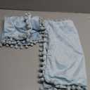 DEZENE Throw Pillow Cases 16x16 Light-Blue: 2 Pack Cozy Soft Pom-poms Velvet Square Decorative Pillow Covers for Farmhouse Home Decor