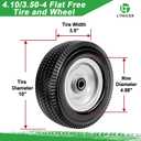 10" Solid Tire Replacement 4.10/3.50-4 Flat Free Tire and Wheel for Garden Carts, Hand Trucks, Wheelbarrows,10x3.50-4" with 5/8" Axle Bore & 2 1/4" Offset Hub (2 Pack)