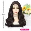 18 Inch Dark Brown Wig for Women, Middle Part Medium Length Wavy Synthetic Hair Wig, Upgraded Strands Natural Hairline Design for Daily Party Halloween(Dark Brown,18 Inch)
