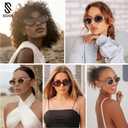 SOJOS Retro Oval Polarized Sunglasses for Women Men 90s Vintage UV400 Protection Tiny Sun Glasses SJ2286
