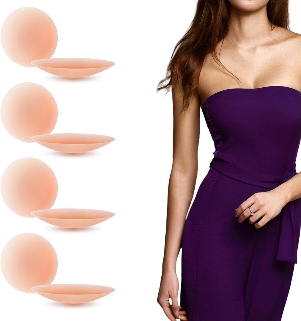 Silicone Nipple Covers - Reusable Adhesive Pasties for Women (Pink Nippiesskin)