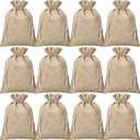 Woanger 100 Pcs Small Burlap Bags with Drawstring Reusable Burlap Gift Bags Linen Treat Sacks for Wrapping Birthday Wedding Party Favor Jewelry Pouch DIY Craft(5 x 7 Inch)