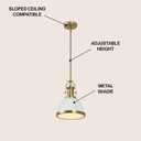 JONATHAN Y Homer Industrial Dome Pendant 10", White/Brass Gold