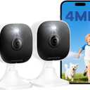 4MP Indoor Cameras for Home Security Outdoor, Home Security Camera System, 2.4g/5g Camera for House/Elder/Dog/Pet/Baby, Plug and Play, Support Card/Cloud (Not Included), Wired, 2PCS