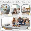 Tiita Kids Floor Mattress for Toddler, Child Fold Up Sofa Couch Convertible Futon Folding Chair with Storage Bag for Kids, Plush Grey, 63"D x 26"W x 5"H - Kids