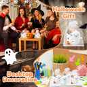 HyDren 12 Sets Halloween Boo Basket Stuffers Bulk Handmade Positive Crochet Ghost Gifts with Positive Cards Office Cute Boo Ghost Decor for Women Men Family Home Birthday Halloween Party Favors