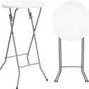 Byliable 24in Round Cocktail Table, Bar Height High Top Foldable Bistro Table with Removable Legs, Portable Plastic Indoor Outdoor for Patio, Party, Backyard, Events, White