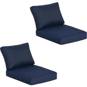 23.5"x27" Outdoor Deep Seat Patio Cushions Set of 2, Deep Seat Bottom Resilient Foam Filling Water-Resistant Stain-Resistant UV Resistant Weather Resistant with YKK Zippers, Midnight