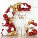 HOUSE OF PARTY Red and Gold Balloons Garland Kit 99 count - Balloons with Gold Confetti Balloons, Crimson and Gold Party Decorations for Wedding Anniversary, Valentines Day Party Decorations
