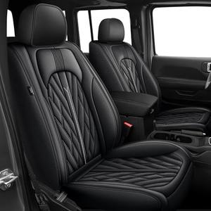 AOMSAZTO Seat Covers Custom Fit for Jeep Gladiator 2020-2024 2025 Breathable Leather Truck Car Seat Covers Full Set (Black)